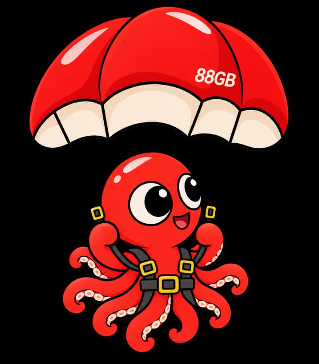 Cute Red Octopus Parachute Sticker
